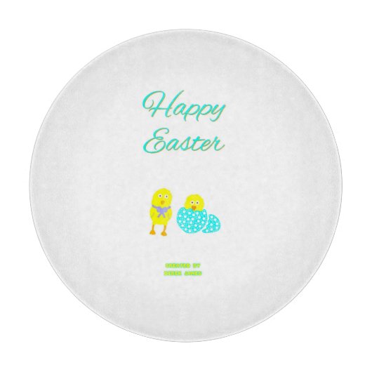 Easter Hatchlings Round Glass Cutting Board Schneidebrett (Vorderseite)