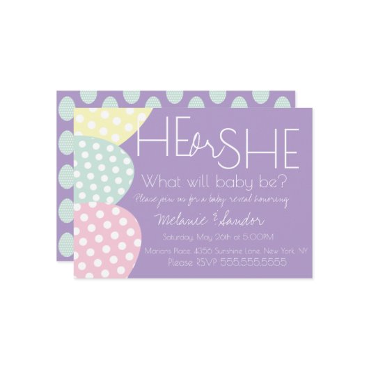 Easter He or She Baby Reveal Baby Shower Einladung (Vorderseite/Rückseite Beispiel)