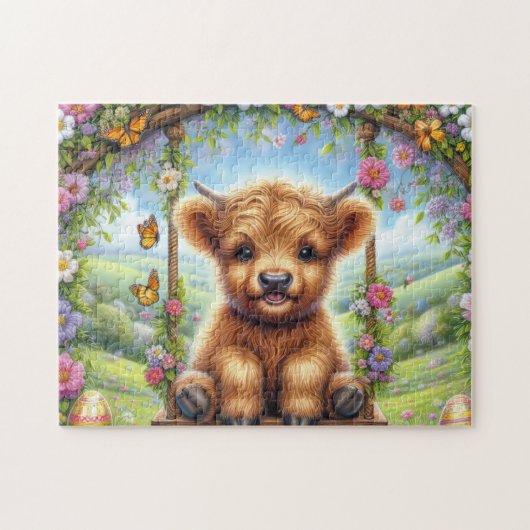 Easter Highland Cow Puzzle (Horizontal)