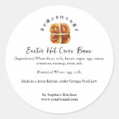 Easter Hot Cross Bun Bakery Ingredient Simple Runder Aufkleber (Vorderseite)