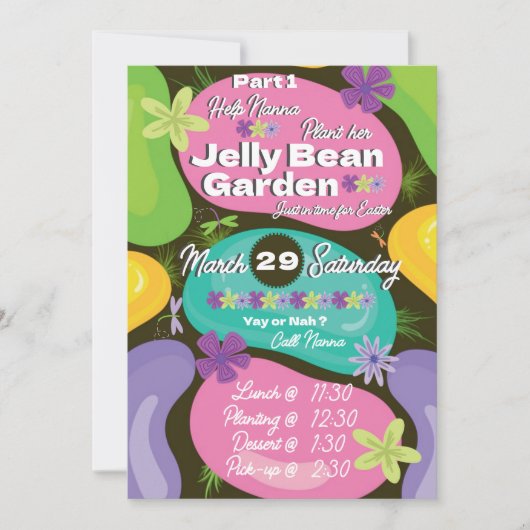 Easter Invitation Jelly Bean Garden Party Einladung (Vorderseite)