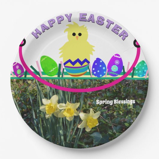 Easter Kick Ei Gelbe Daffodien Pappteller (Vorderseite)