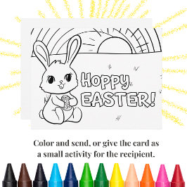 Easter Kids Coloring Card with Bunny and Egg Feiertagskarte