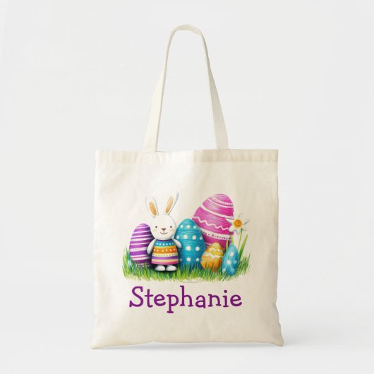 Easter Kids Name Girls Bunny Rabbit Tragetasche (Vorne)