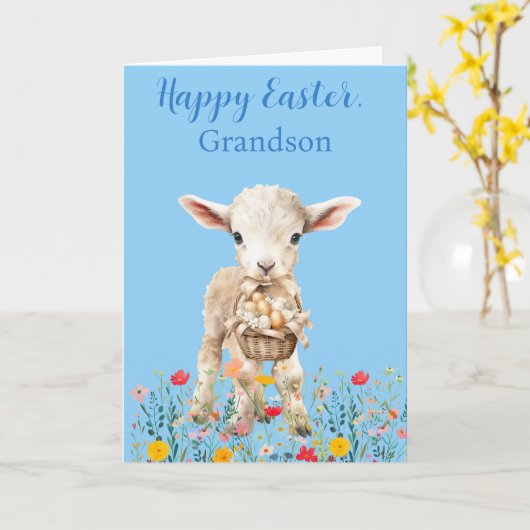 Easter Lamb & Coloring Page Folded Greeting Card  Karte (Gelbe Blume)