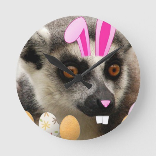 Easter Lemur Runde Wanduhr (Vorderseite)