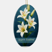 Easter Lilies Blue Christian Faith Gift Keramik Ornament (Rechts)