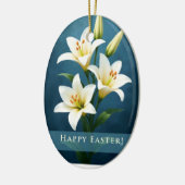 Easter Lilies Blue Christian Faith Gift Keramik Ornament (Links)