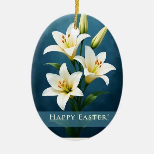 Easter Lilies Blue Christian Faith Gift Keramik Ornament (Vorne)