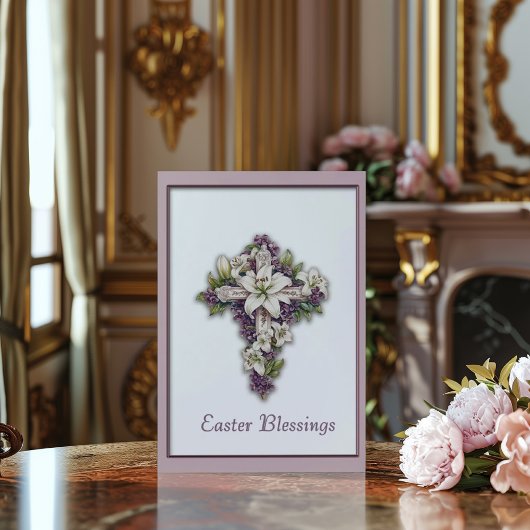 Easter Lily Cross Easter Blessing Karte