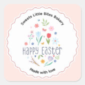 Easter Made with Love Bakery Quadratischer Aufkleber (Vorderseite)