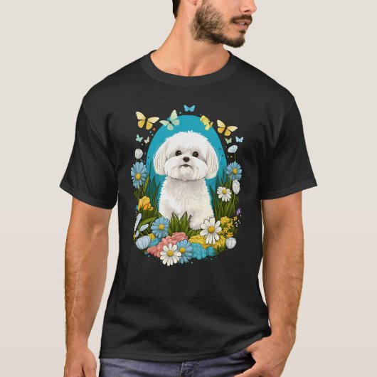 Easter Maltese dog Bunny Eggs Dog on Easter Maltes T-Shirt (Vorderseite)