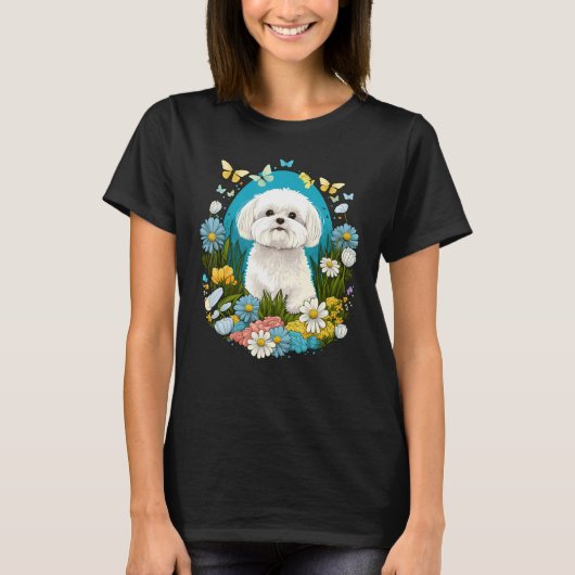 Easter Maltese dog Bunny Eggs Dog on Easter Maltes T-Shirt (Vorderseite)