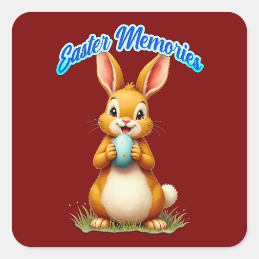 Easter Memories – Cute Bunny - Autocolante Quadratischer Aufkleber (Vorderseite)