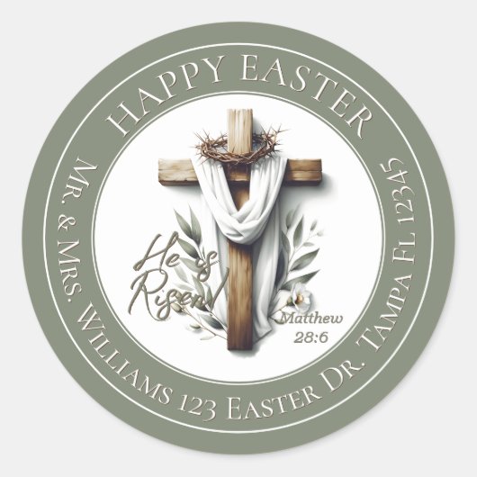 Easter Morning Cross Return Address Label Runder Aufkleber (Vorderseite)