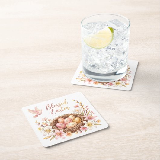 Easter Nest with Eggs Rechteckiger Pappuntersetzer (Vor Ort)