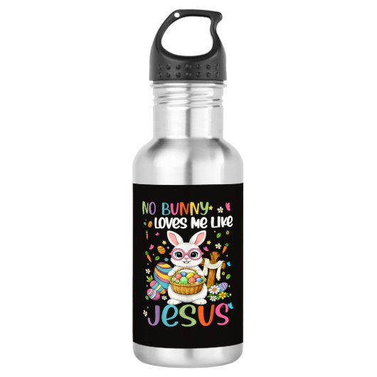 Easter No Bunny Loves Me Like Jesus Christian Edelstahlflasche (Vorderseite)