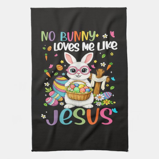 Easter No Bunny Loves Me Like Jesus Christian Geschirrtuch (Vertikal)
