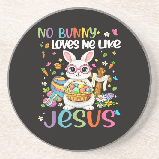 Easter No Bunny Loves Me Like Jesus Christian Getränkeuntersetzer (Vorne)
