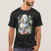 Easter Old English Sheepdog Bunny Eggs Dog on East T-Shirt (Vorderseite)