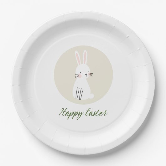 Easter Paper Plate with Cute Bunny Design Pappteller (Vorderseite)