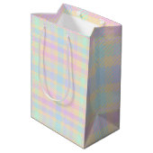 Easter Pastel Plaid Design Gift Bag Mittlere Geschenktüte (Rückseite Schrägansicht)