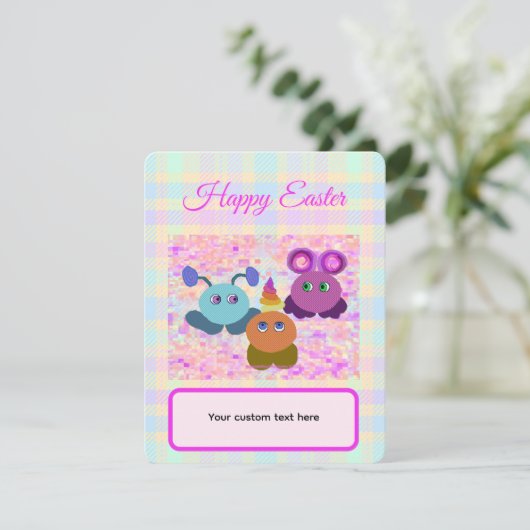 Easter Pastel Plaid Flat Card with Envelope (Stehend Vorderseite)