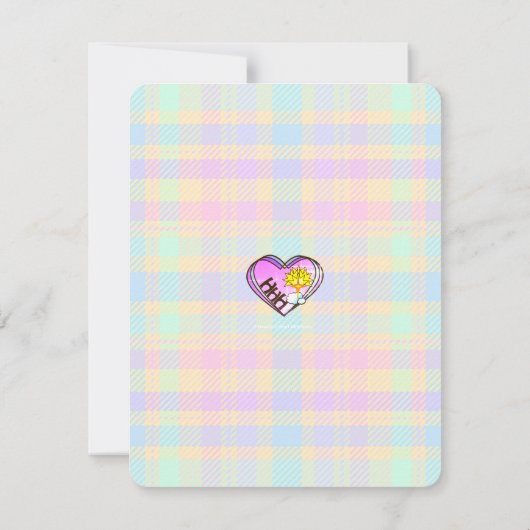 Easter Pastel Plaid Flat Card with Envelope (Rückseite)