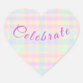 Easter Pastel Plaid Heart Stickers - Celebrate (Vorderseite)