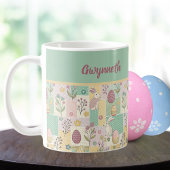 Easter Patchwork Pastel Bunnies Eggs and Gingham Kaffeetasse