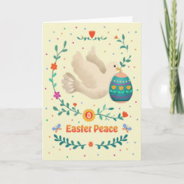 Easter Peace Watercolor Dove & Decorative Egg Karte