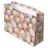 Easter Peach Pink Eggs Große Geschenktüte (Rückseite Schrägansicht)