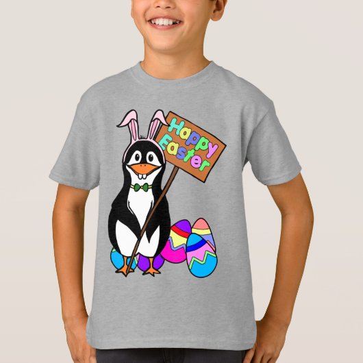 Easter Penguin with Colored Eggs T-Shirt (Vorderseite)