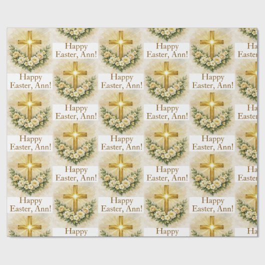 Easter Personalized Christian Cross Wrapping Paper Geschenkpapier (Flach)