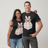Easter Plaid Bulldog Bunny Dog In Pocket T-Shirt (Unisex)
