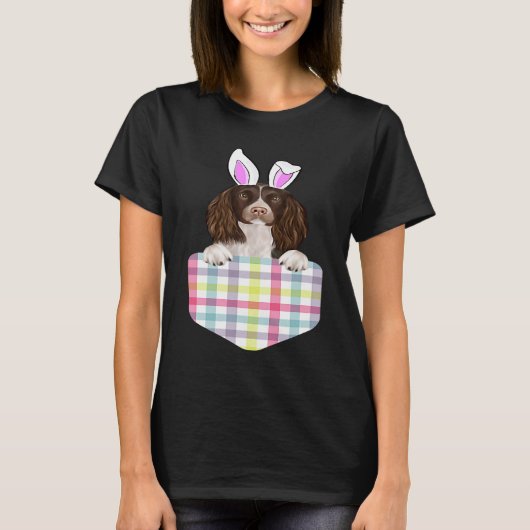 Easter Plaid English Springer Spaniel Bunny Dog In T-Shirt (Vorderseite)