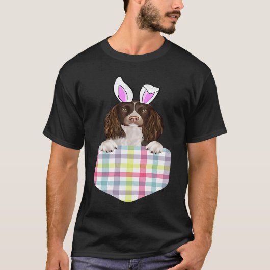 Easter Plaid English Springer Spaniel Bunny Dog In T-Shirt (Vorderseite)