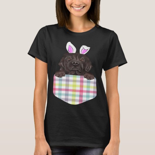 Easter Plaid Newfoundland Bunny Dog In Pocket T-Shirt (Vorderseite)