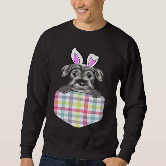 Easter Plaid Standard Schnauzer Bunny Dog In Pocke Sweatshirt (Vorderseite)
