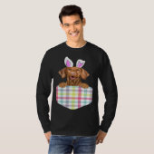 Easter Plaid Vizsla Bunny Dog In Pocket T-Shirt (Vorne ganz)
