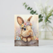 Easter Postcard with Easter Eggs and Bunny Postkarte (Stehend Vorderseite)