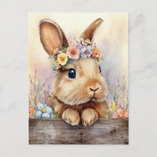 Easter Postcard with Easter Eggs and Bunny Postkarte (Vorderseite)