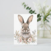 Easter Postcard with Flowers and Easter Bunny Postkarte (Stehend Vorderseite)