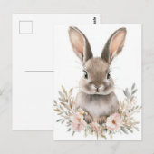 Easter Postcard with Flowers and Easter Bunny Postkarte (Vorne/Hinten)