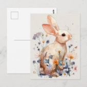 Easter Postcard with Flowers and Easter Bunny Postkarte (Vorne/Hinten)
