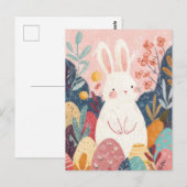 Easter Postcard with Flowers and Easter Bunny Postkarte (Vorne/Hinten)