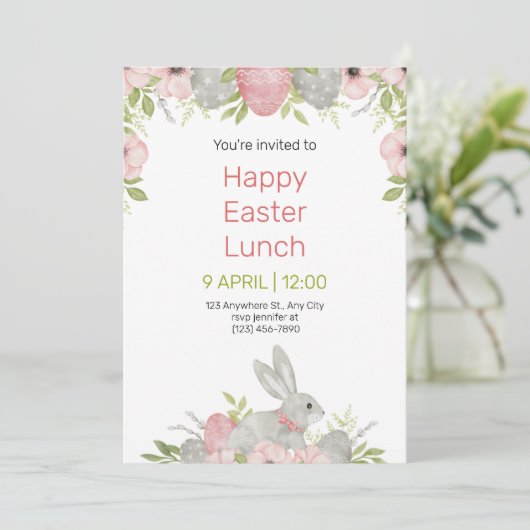 Easter Potluck Invitation Einladung (Stehend Vorderseite)