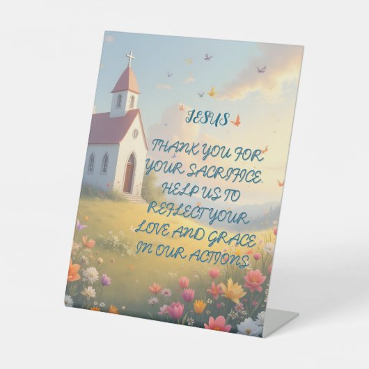 EASTER PRAYER Kirche auf einem Hügel Sockelschild (Vorderseite)