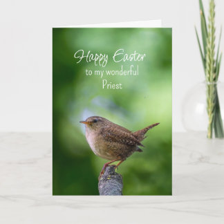 Easter Priest Wren Bird Wishes Feiertagskarte