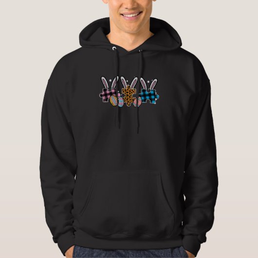Easter Puzzle Pieces Autism Awareness Mom Dad Men Hoodie (Vorderseite)